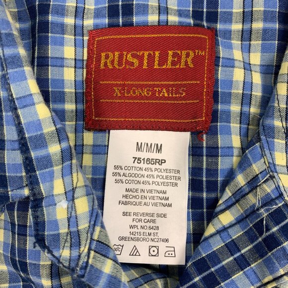 Rustler Medium Western Shirt Snap Pearl Button Fro - Picture 3 of 5